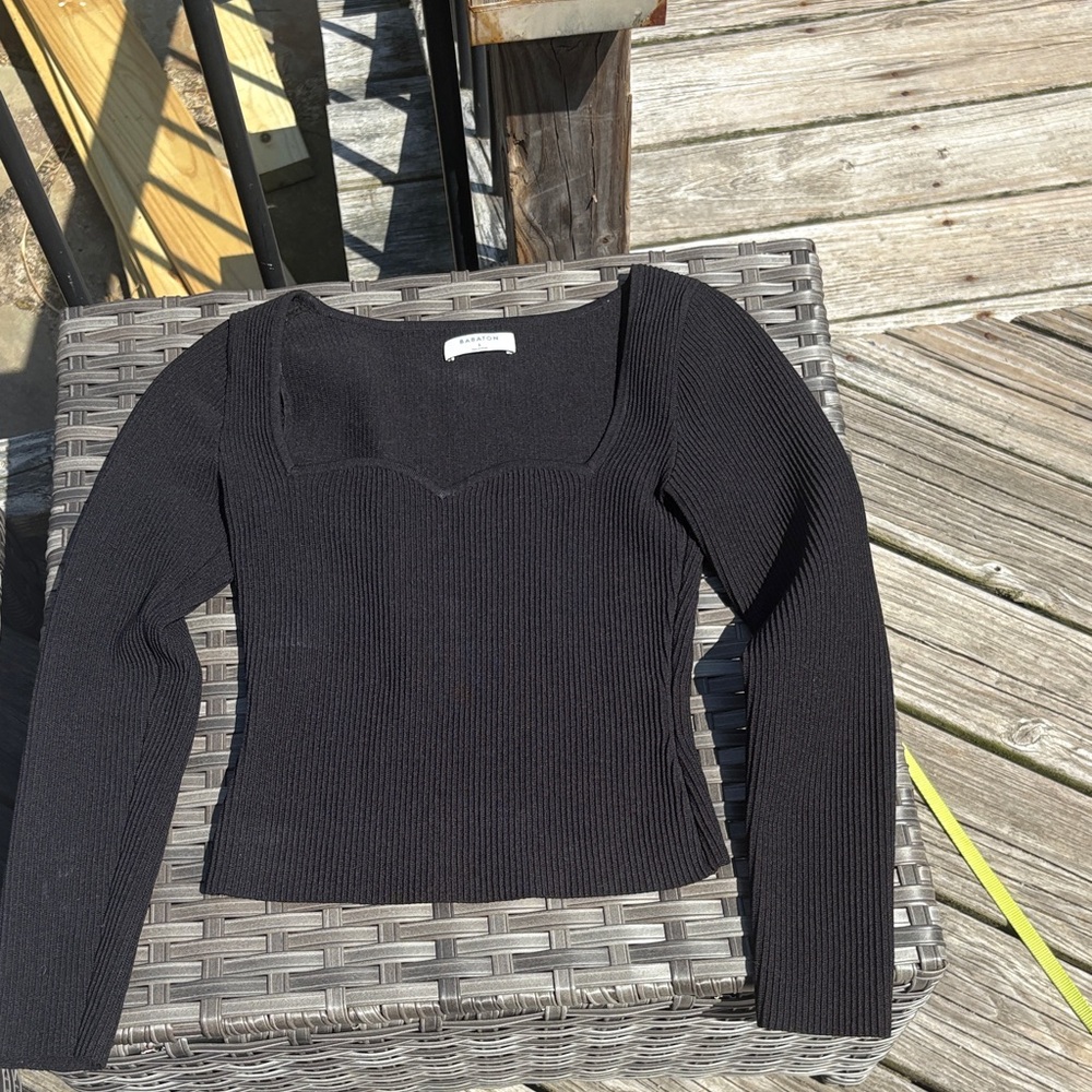 Babaton Black Ribbed Long Sleeve top